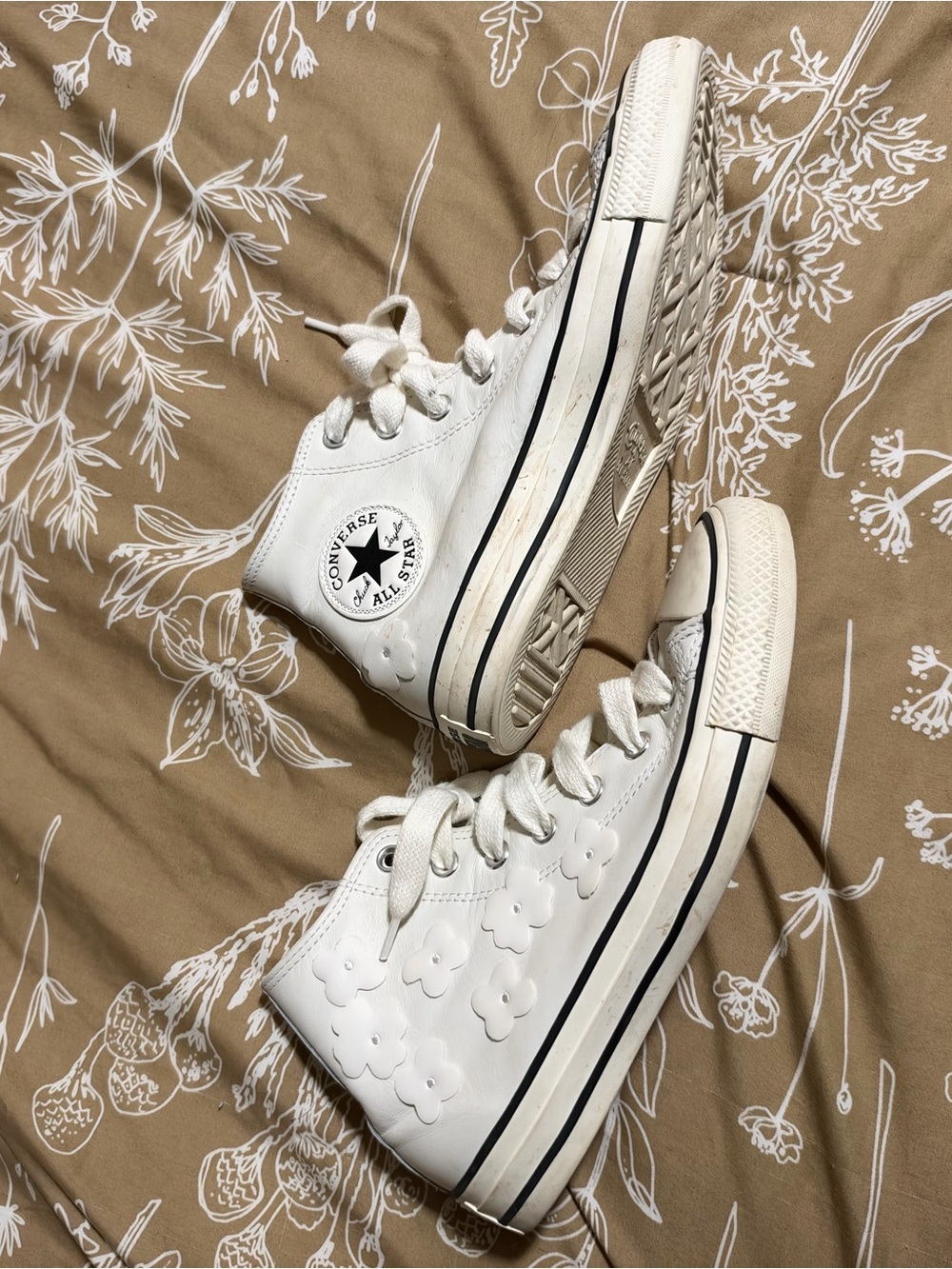 Converse White Kids' Floral High-Top Sneakers